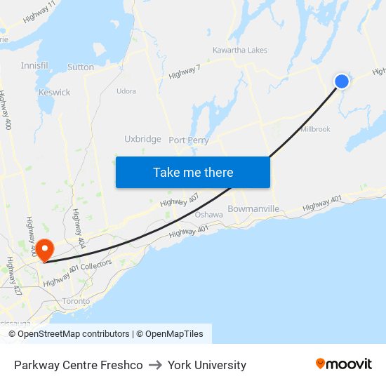 Parkway Centre Freshco to York University map