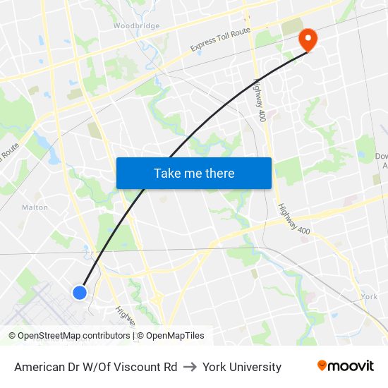 American Dr W/Of Viscount Rd to York University map