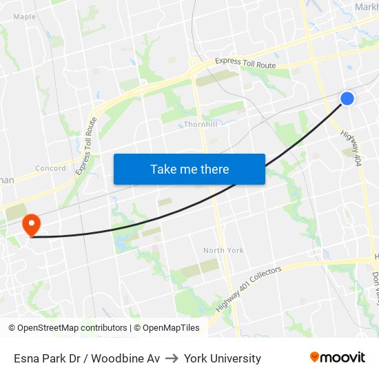 Esna Park Dr / Woodbine Av to York University map