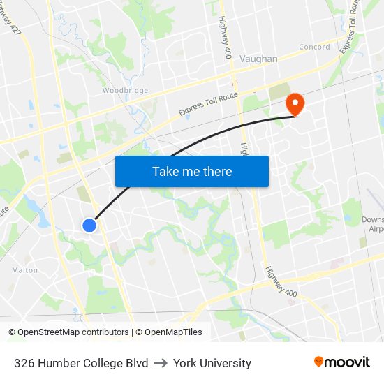 326 Humber College Blvd to York University map