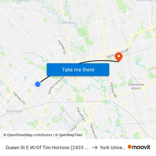 Queen St E W/Of Tim Hortons (2433 Queen St E) to York University map