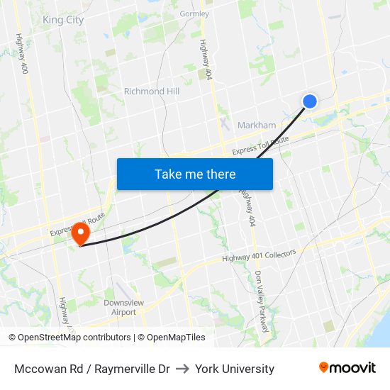 Mccowan Rd / Raymerville Dr to York University map