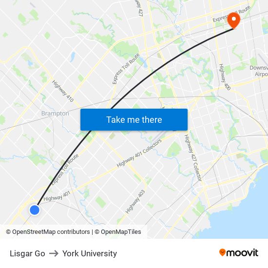 Lisgar Go to York University map