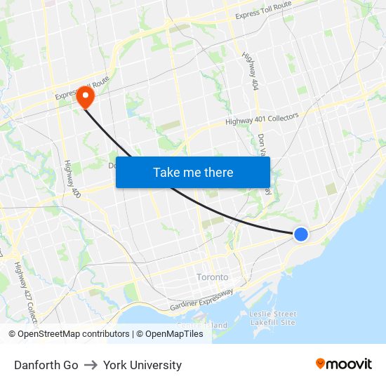 Danforth Go to York University map