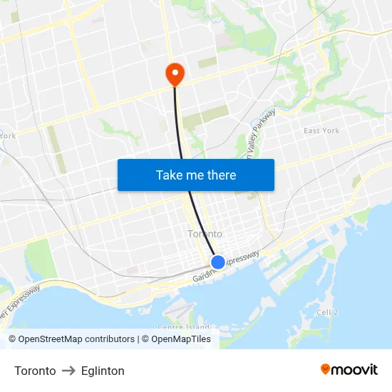 Toronto to Eglinton map