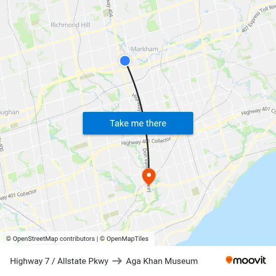 Highway 7 / Allstate Pkwy to Aga Khan Museum map