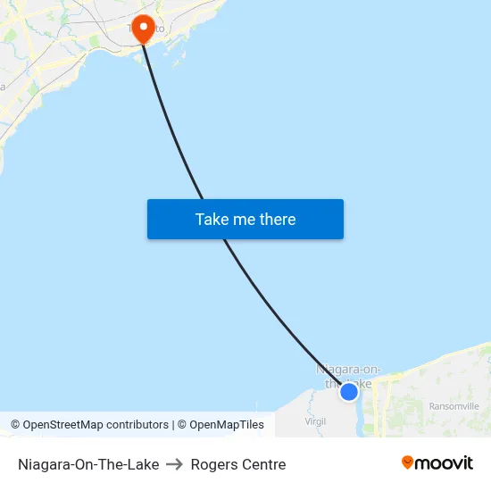 Niagara-On-The-Lake to Rogers Centre map