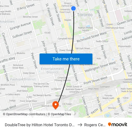 DoubleTree by Hilton Hotel Toronto Downtown to Rogers Centre map