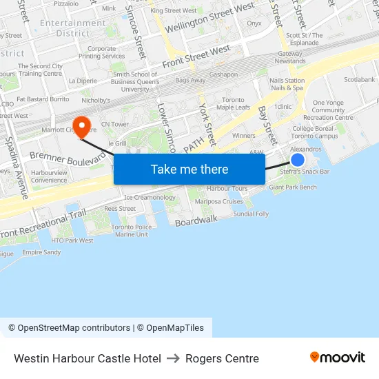 Westin Harbour Castle Hotel to Rogers Centre map