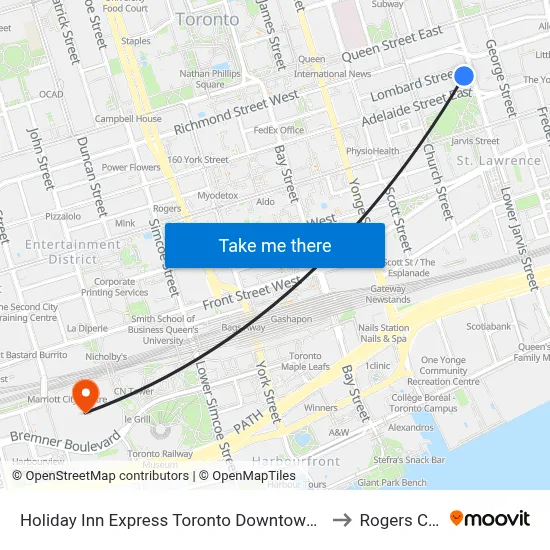 Holiday Inn Express Toronto Downtown an IHG Hotel to Rogers Centre map