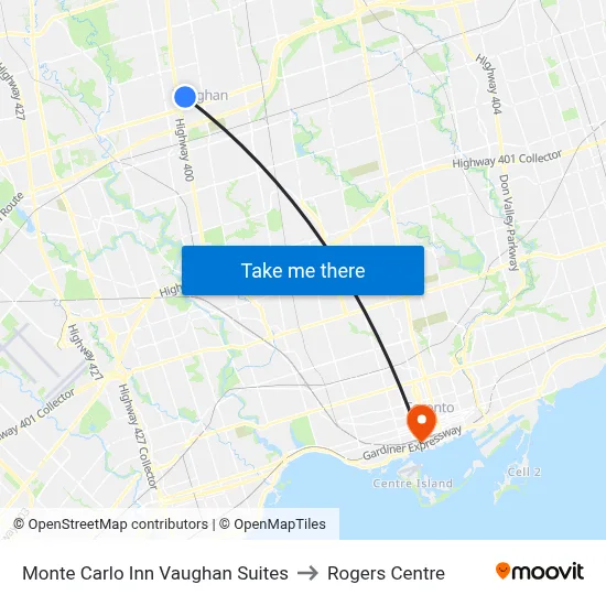 Monte Carlo Inn Vaughan Suites to Rogers Centre map