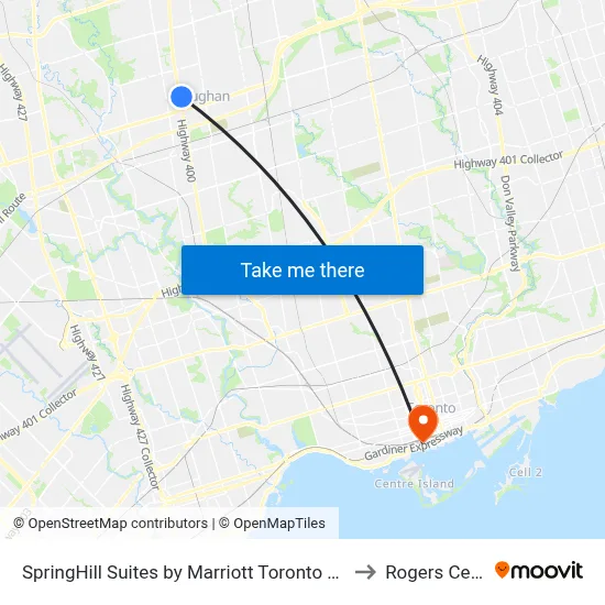 SpringHill Suites by Marriott Toronto Vaughan to Rogers Centre map
