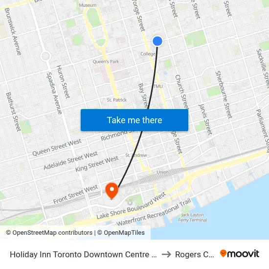 Holiday Inn Toronto Downtown Centre an IHG Hotel to Rogers Centre map