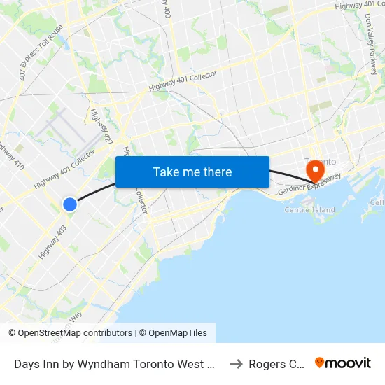 Days Inn by Wyndham Toronto West Mississauga to Rogers Centre map