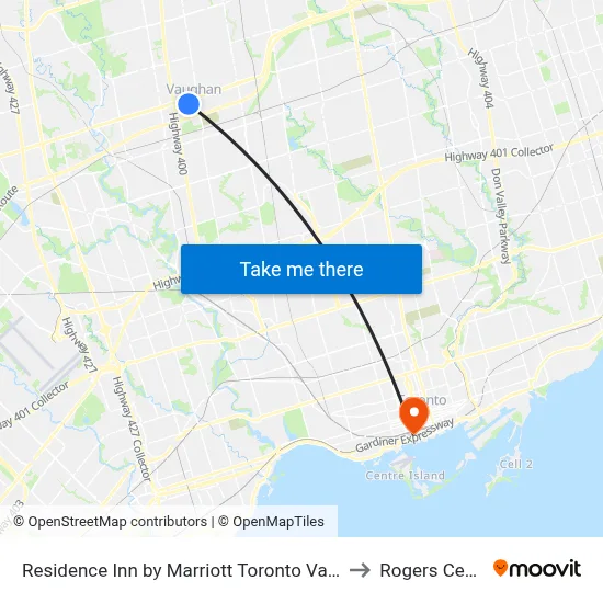 Residence Inn by Marriott Toronto Vaughan to Rogers Centre map