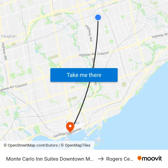 Monte Carlo Inn Suites Downtown Markham to Rogers Centre map