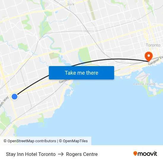 Stay Inn Hotel Toronto to Rogers Centre map