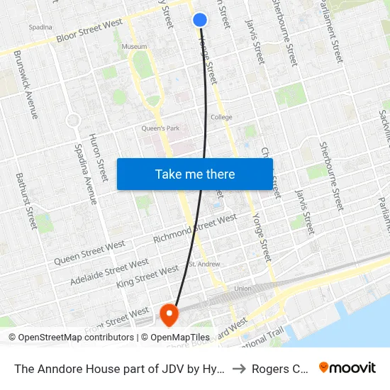 The Anndore House part of JDV by Hyatt Toronto to Rogers Centre map