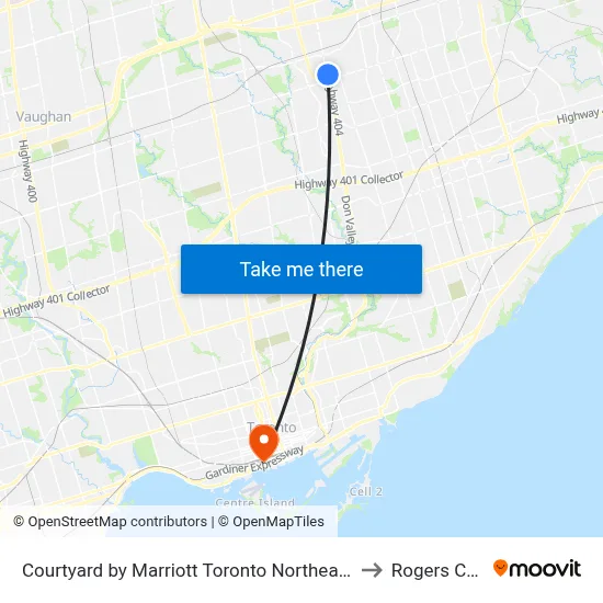 Courtyard by Marriott Toronto Northeast Markham to Rogers Centre map