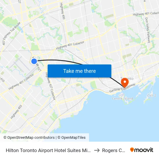 Hilton Toronto Airport Hotel Suites Mississauga to Rogers Centre map