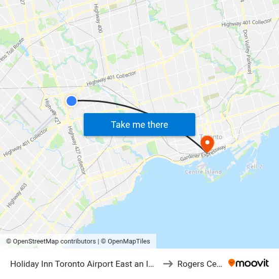 Holiday Inn Toronto Airport East an IHG Hotel to Rogers Centre map