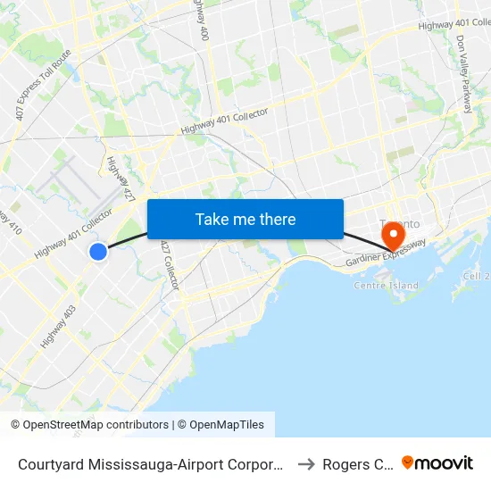 Courtyard Mississauga-Airport Corporate Centre West to Rogers Centre map