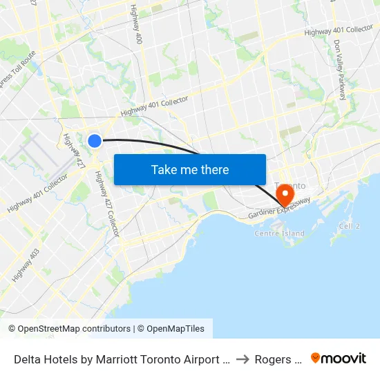 Delta Hotels by Marriott Toronto Airport & Conference Centre to Rogers Centre map