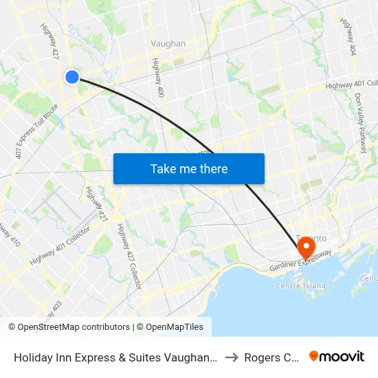 Holiday Inn Express & Suites Vaughan-Southwest to Rogers Centre map
