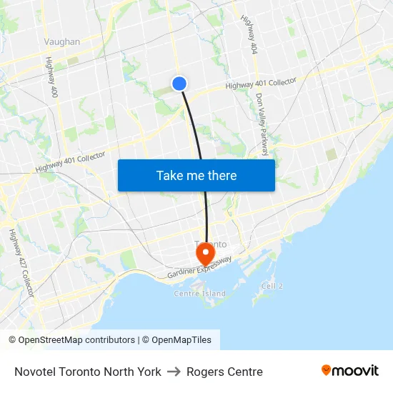Novotel Toronto North York to Rogers Centre map