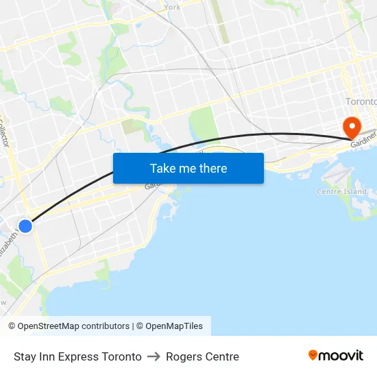 Stay Inn Express Toronto to Rogers Centre map