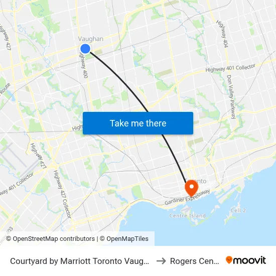 Courtyard by Marriott Toronto Vaughan to Rogers Centre map