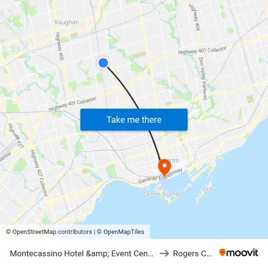 Montecassino Hotel &amp; Event Centre, Toronto to Rogers Centre map