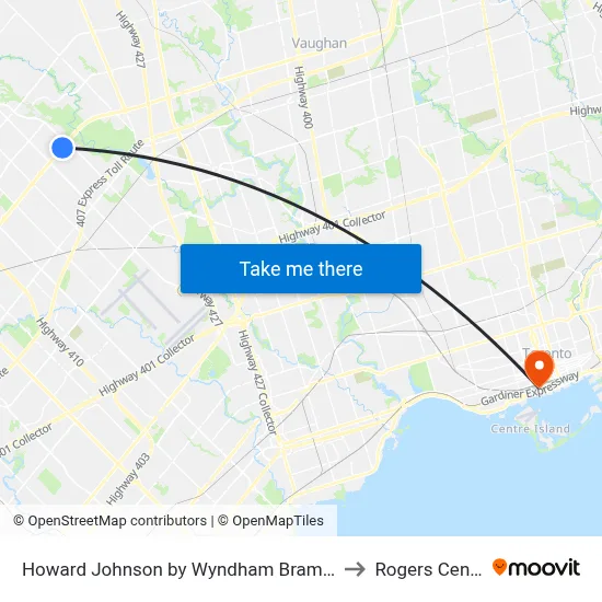 Howard Johnson by Wyndham Brampton to Rogers Centre map