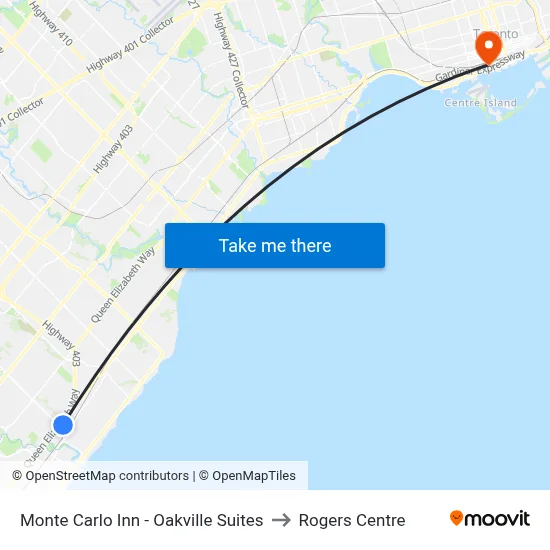 Monte Carlo Inn - Oakville Suites to Rogers Centre map