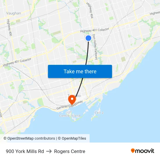 900 York Mills Rd to Rogers Centre map