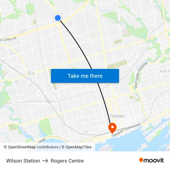 Wilson Station to Rogers Centre map