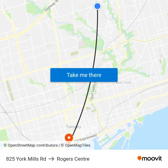 825 York Mills Rd, Toronto, ON M3B to Rogers Centre map