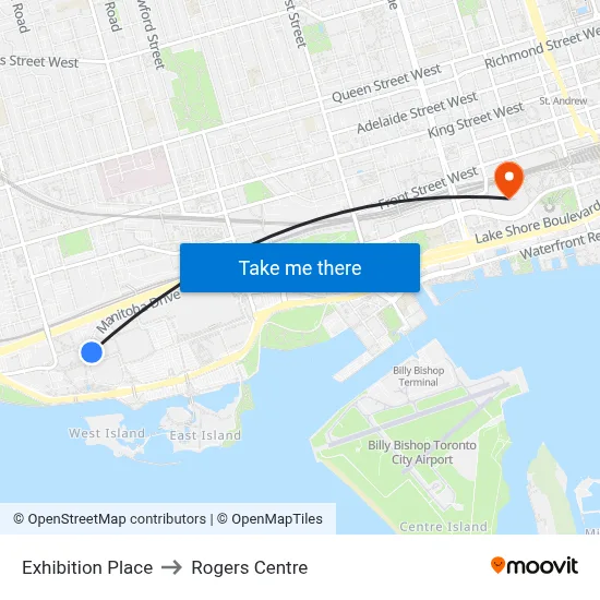 Exhibition Place, 200 Princes' Blvd Toronto, ON M6K 3C3 to Rogers Centre map