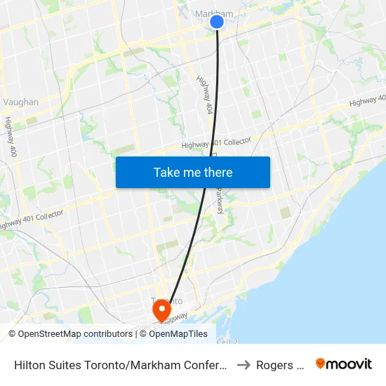Hilton Suites Toronto/Markham Conference Centre & Spa to Rogers Centre map