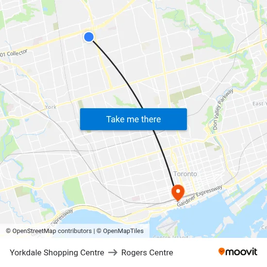 Yorkdale Shopping Centre to Rogers Centre map