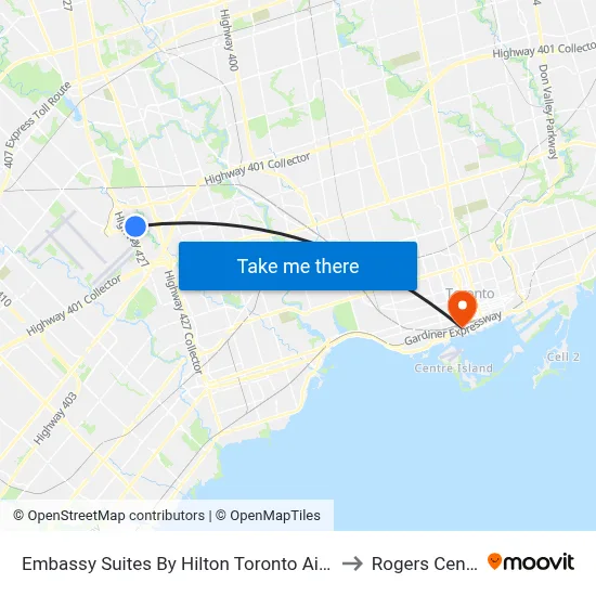 Embassy Suites By Hilton Toronto Airport to Rogers Centre map