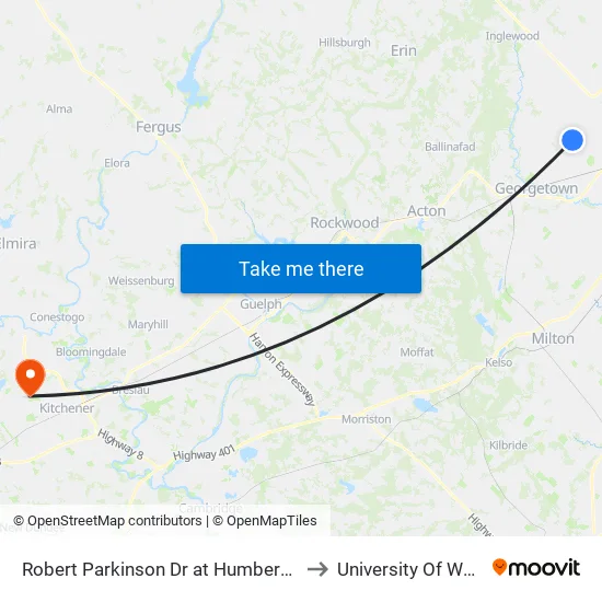 Robert Parkinson Dr at Humberstone Cres to University Of Waterloo map