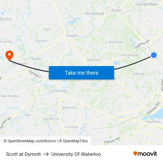 Scott at Dymott to University Of Waterloo map