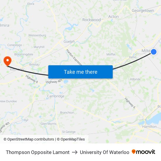 Thompson Opposite Lamont to University Of Waterloo map