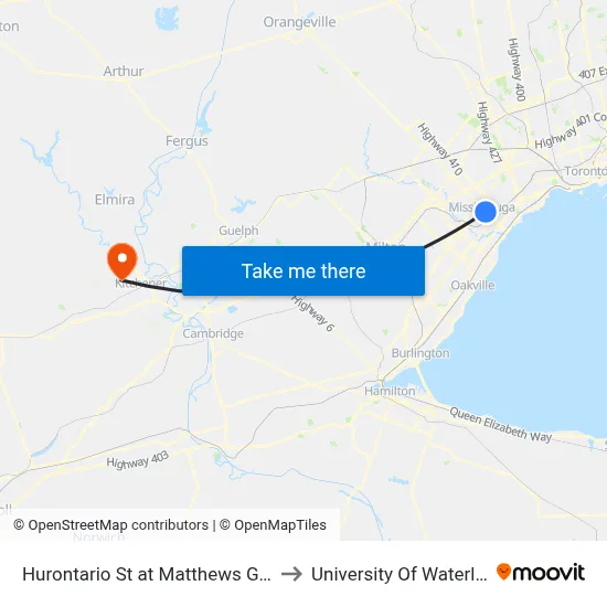 Hurontario St at Matthews Gate to University Of Waterloo map