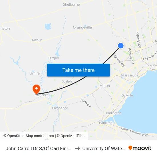 John Carroll Dr S/Of Carl Finlay Dr to University Of Waterloo map