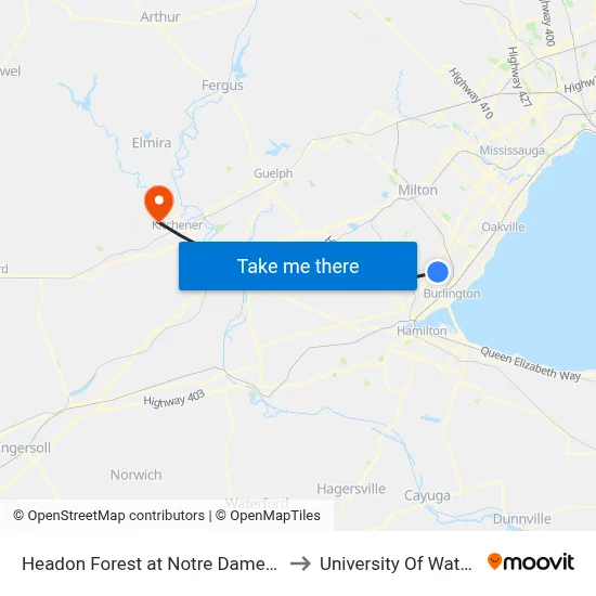 Headon Forest at Notre Dame C.S.S. to University Of Waterloo map