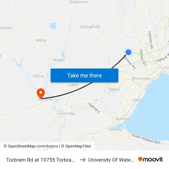 Torbram Rd at 10755 Torbram Rd to University Of Waterloo map