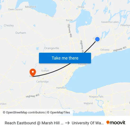 Reach Eastbound @ Marsh Hill (Epsom) to University Of Waterloo map