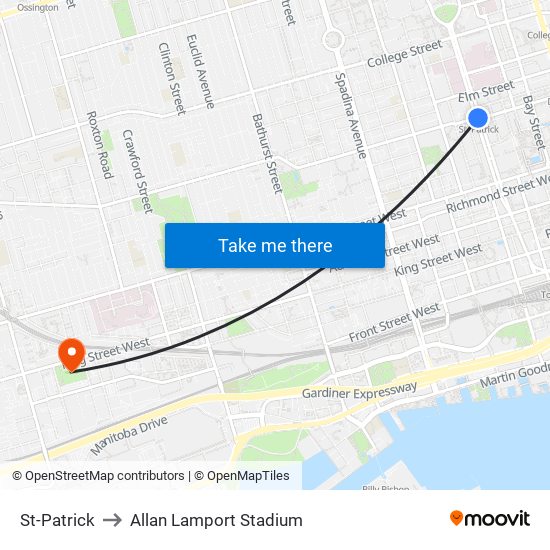 St-Patrick to Allan Lamport Stadium map